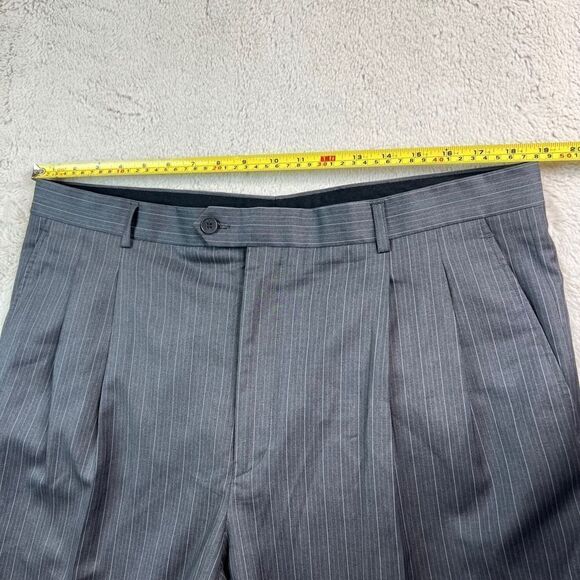 Giorgio Armani Black Label Grey Pinstripe Dress Pants Mens Size 38 Wool - Picture 7 of 12